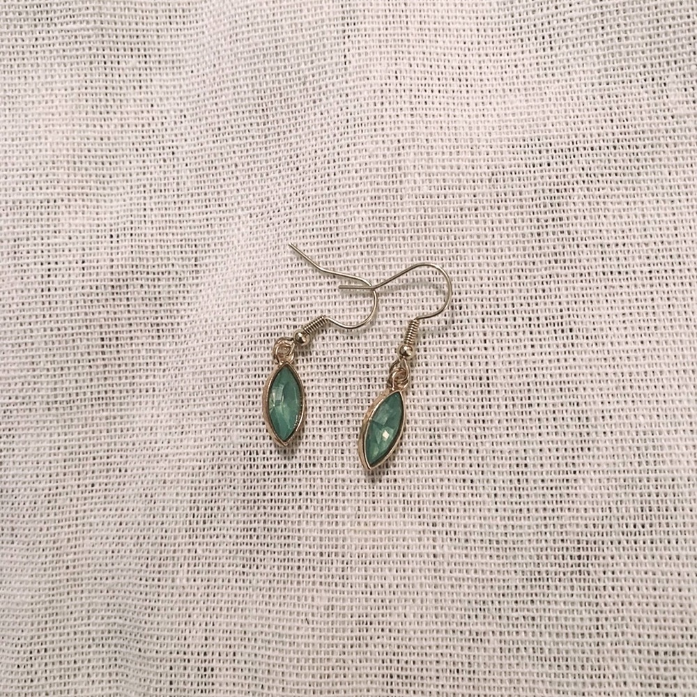 3/$30 EARRING BUNDLES! 14KT Gold Dangly Sea-Green Earrings